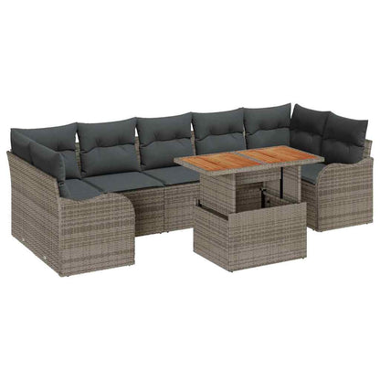 Set Divano da Giardino 8 pcs Grigio Poly Rattan - homemem39