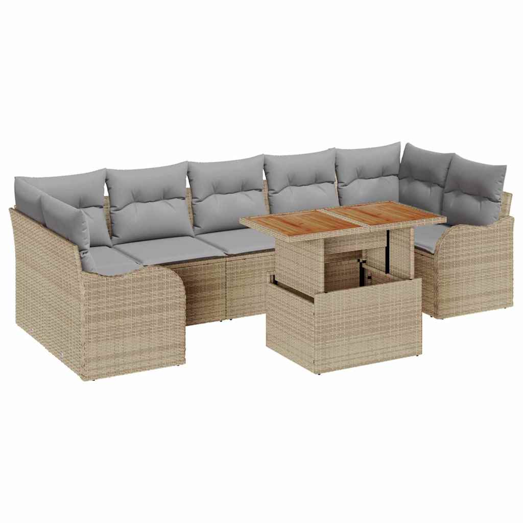 Set Divano da Giardino 8 pcs Beige Poly Rattan - homemem39