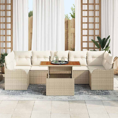 Set Divano da Giardino 8 pcs Beige Poly Rattan | homemem39