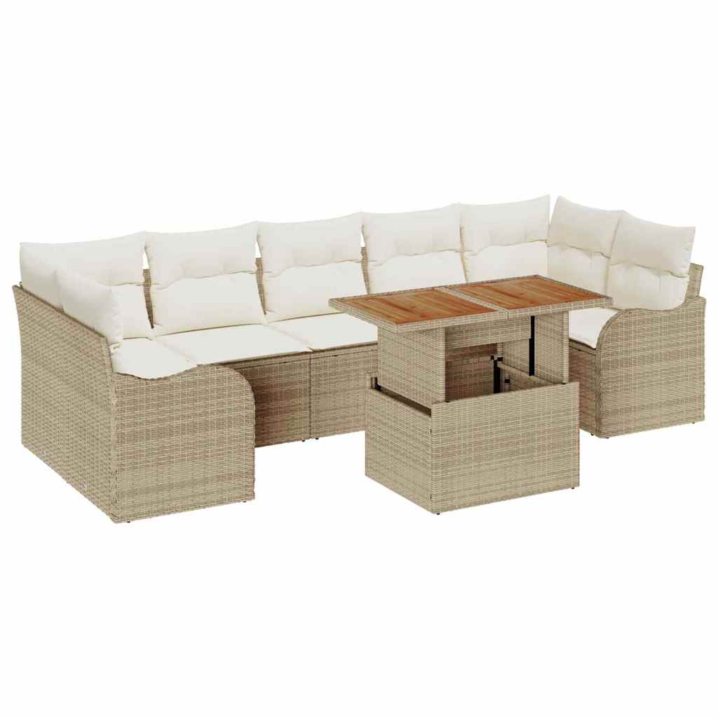 Set Divano da Giardino 8 pcs Beige Poly Rattan | homemem39