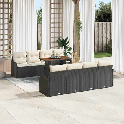 Set Divano da Giardino con archiviazione 9 pcs Nero Poly Rattan - homemem39
