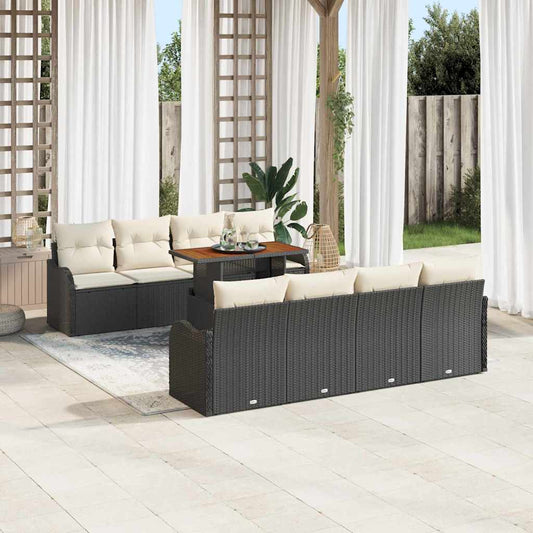 Set Divano da Giardino con archiviazione 9 pcs Nero Poly Rattan - homemem39