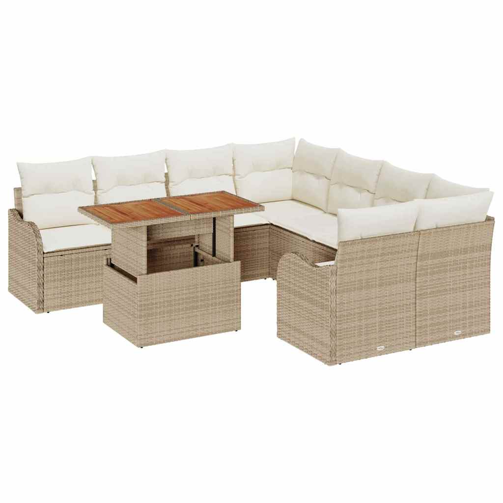 Set Divano da Giardino 9 pcs Beige Poly Rattan - homemem39