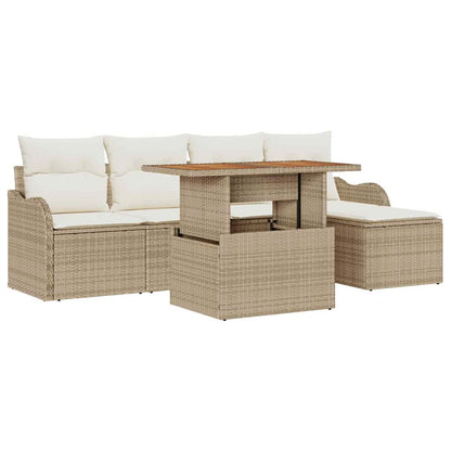 Set Divano da Giardino 6 pcs Beige Poly Rattan - homemem39