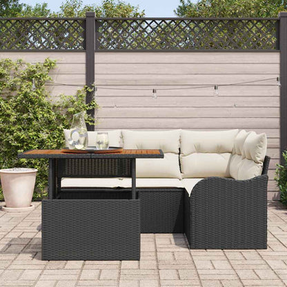 Set Divano da Giardino con archiviazione 5 pcs Nero Poly Rattan
