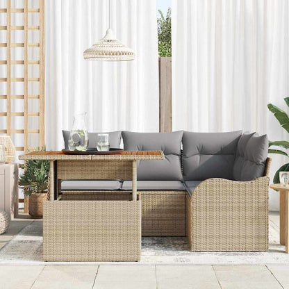 Set Divano da Giardino 5 pcs Beige Poly Rattan | homemem39