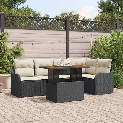 Set Divano da Giardino con archiviazione 6 pcs Nero Poly Rattan - homemem39