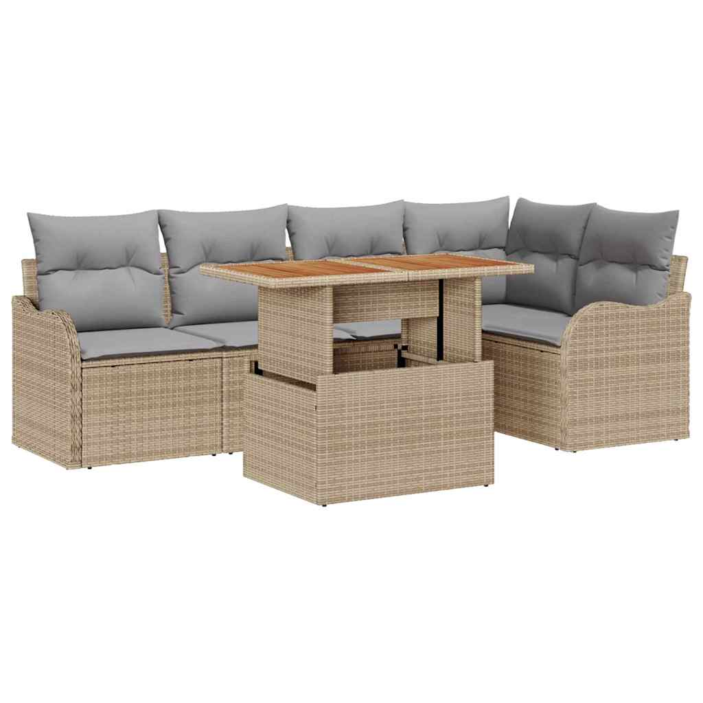 Set Divano da Giardino 6 pcs Beige Poly Rattan - homemem39