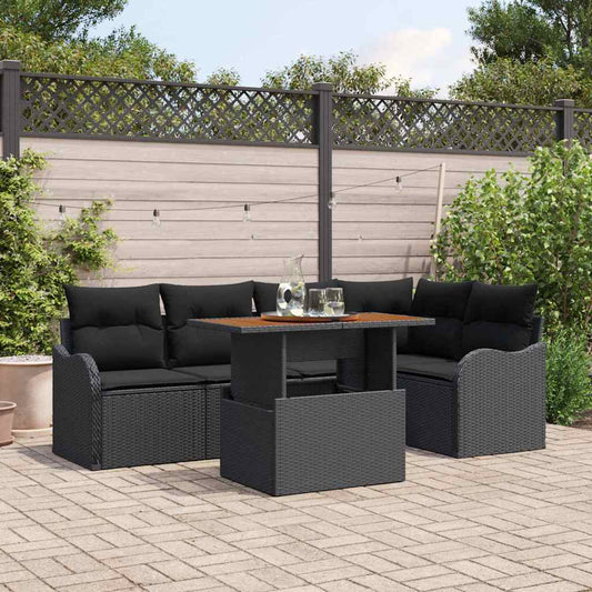 Set Divano da Giardino con archiviazione 6 pcs Nero Poly Rattan - homemem39