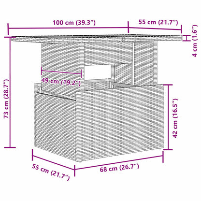 Set Divano da Giardino con archiviazione 7 pcs Nero Poly Rattan - homemem39
