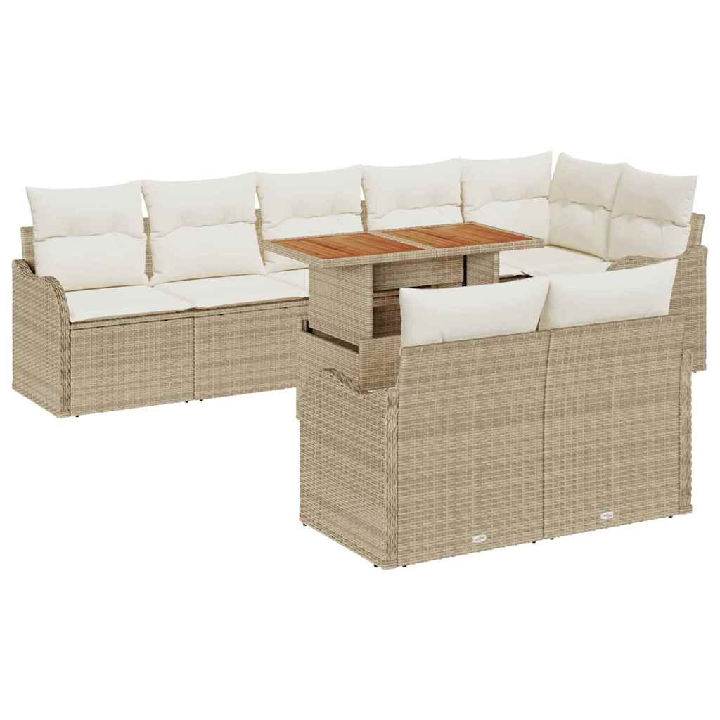 Set Divano da Giardino 9 pcs Beige Poly Rattan | homemem39