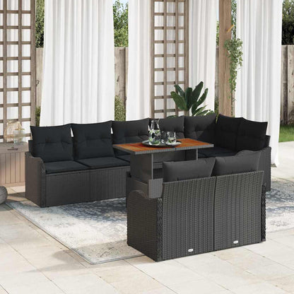 Set Divano da Giardino con archiviazione 9 pcs Nero Poly Rattan | homemem39