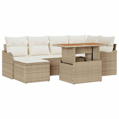 Set Divano da Giardino 7 pcs Beige Poly Rattan - homemem39