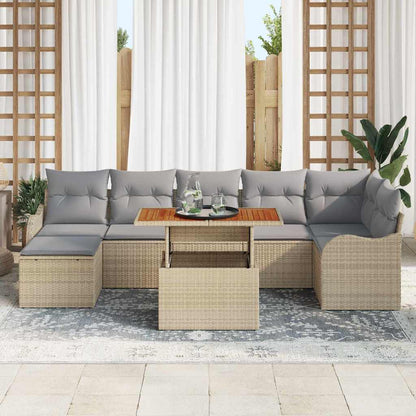 Set Divano da Giardino 8 pcs Beige Poly Rattan | homemem39