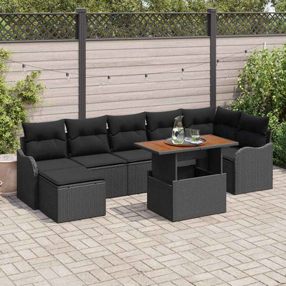 Set Divano da Giardino con archiviazione 8 pcs Nero Poly Rattan | homemem39