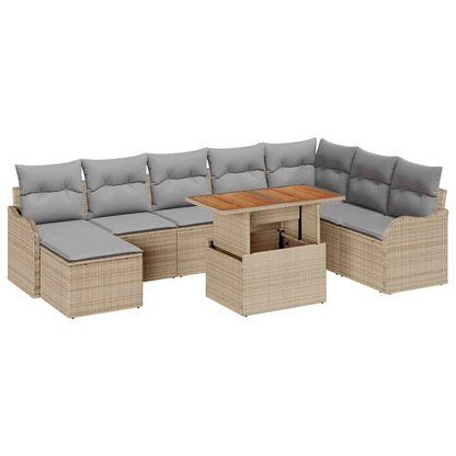 Set Divano da Giardino 9 pcs Beige Poly Rattan | homemem39