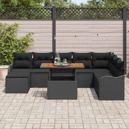 Set Divano da Giardino con archiviazione 9 pcs Nero Poly Rattan