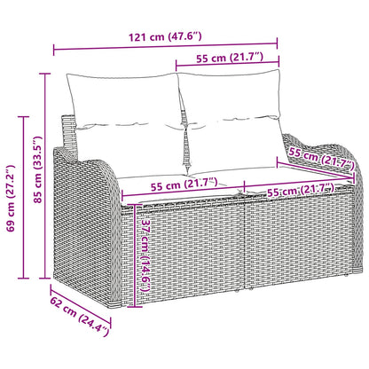 Set Divano da Giardino 11 pcs Nero Poly Rattan