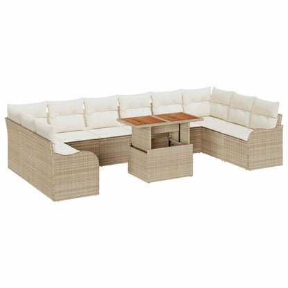 Set Divano da Giardino 11 pcs Beige Poly Rattan | homemem39