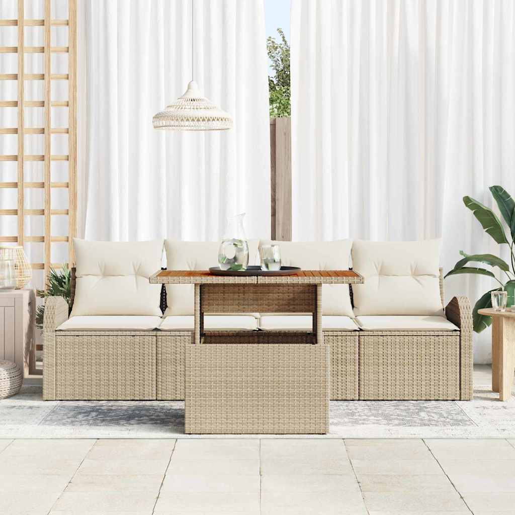Set Divano da Giardino 5 pcs Beige Poly Rattan - homemem39