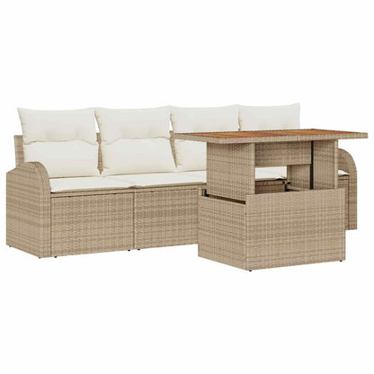 Set Divano da Giardino 5 pcs Beige Poly Rattan - homemem39