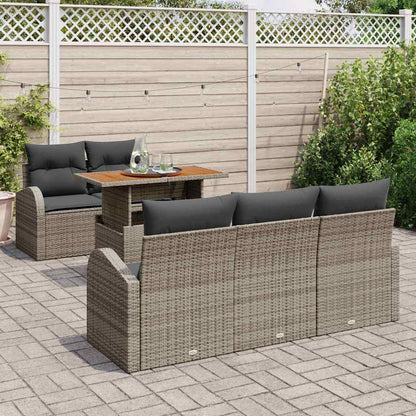 Set Divano da Giardino 6 pcs Grigio Poly Rattan - homemem39