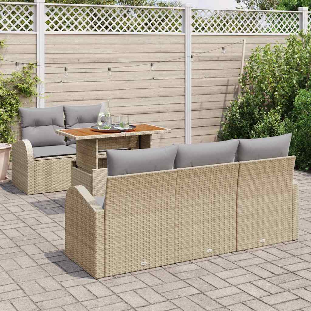 Set Divano da Giardino 6 pcs Beige Poly Rattan - homemem39