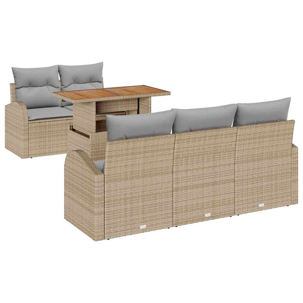 Set Divano da Giardino 6 pcs Beige Poly Rattan - homemem39