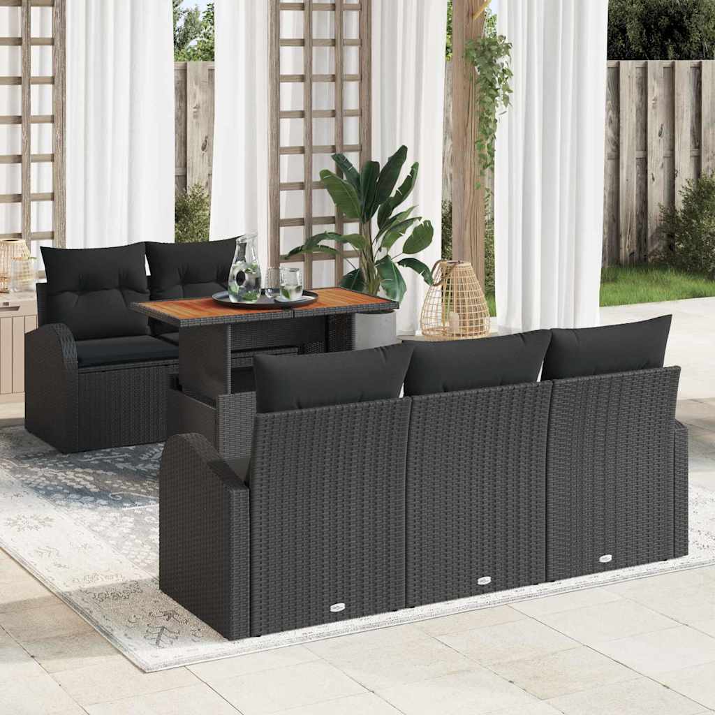 Set Divano da Giardino con archiviazione 6 pcs Nero Poly Rattan - homemem39