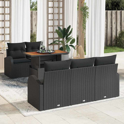 Set Divano da Giardino con archiviazione 6 pcs Nero Poly Rattan - homemem39
