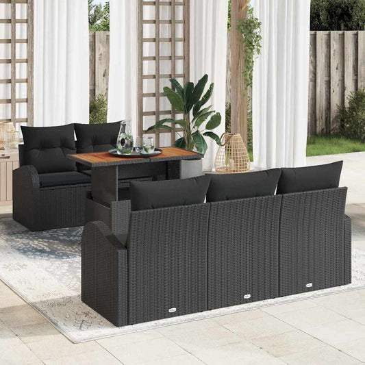 Set Divano da Giardino con archiviazione 6 pcs Nero Poly Rattan - homemem39