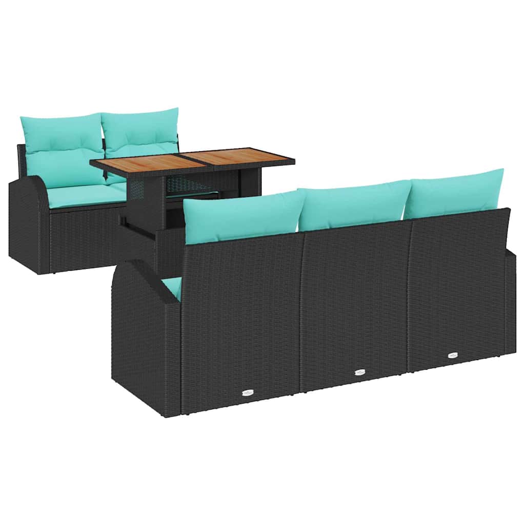 Set Divano da Giardino con archiviazione 6 pcs Nero Poly Rattan | homemem39