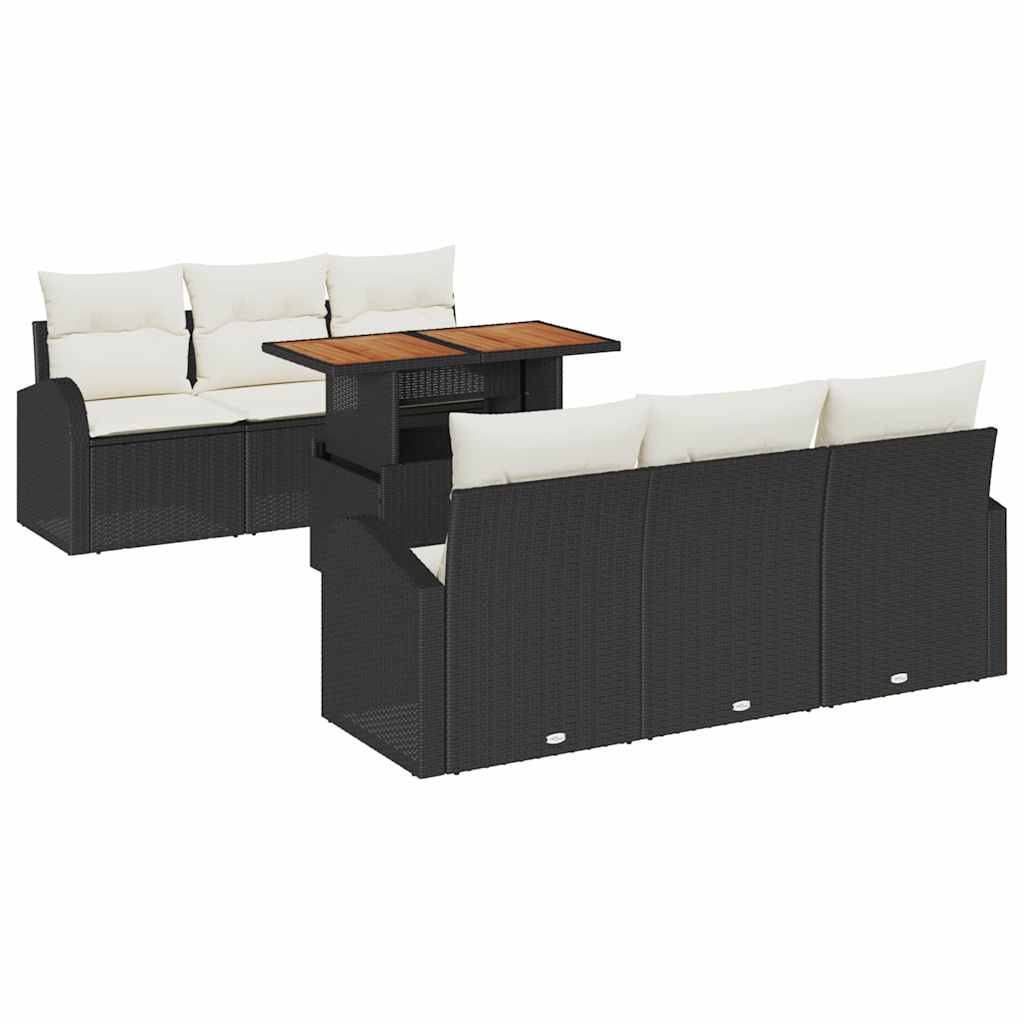 Set Divano da Giardino con archiviazione 7 pcs Nero Poly Rattan - homemem39