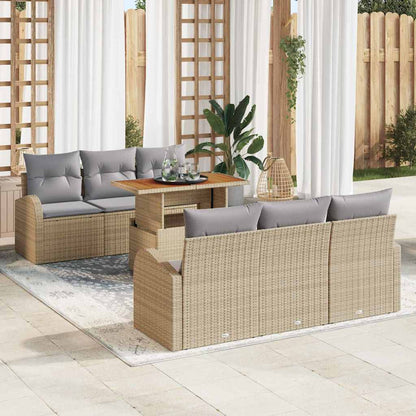 Set Divano da Giardino 7 pcs Beige Poly Rattan - homemem39