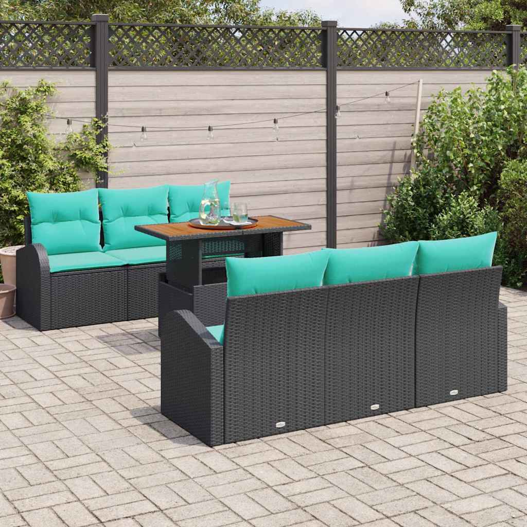 Set Divano da Giardino con archiviazione 7 pcs Nero Poly Rattan | homemem39