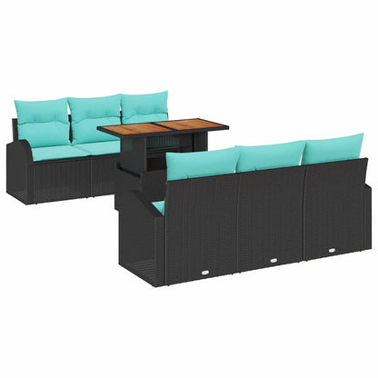 Set Divano da Giardino con archiviazione 7 pcs Nero Poly Rattan | homemem39