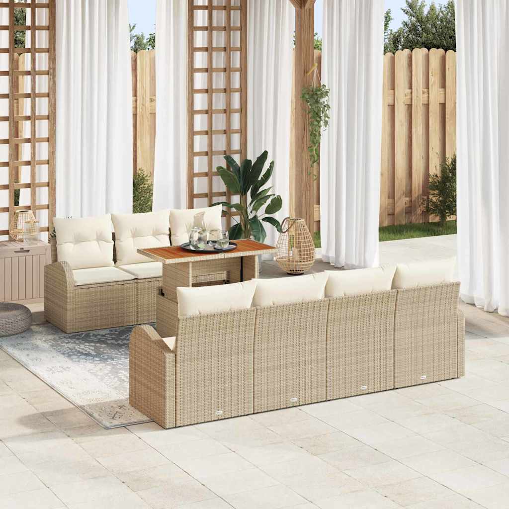 Set Divano da Giardino 8 pcs Beige Poly Rattan - homemem39
