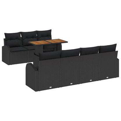 Set Divano da Giardino con archiviazione 8 pcs Nero Poly Rattan - homemem39