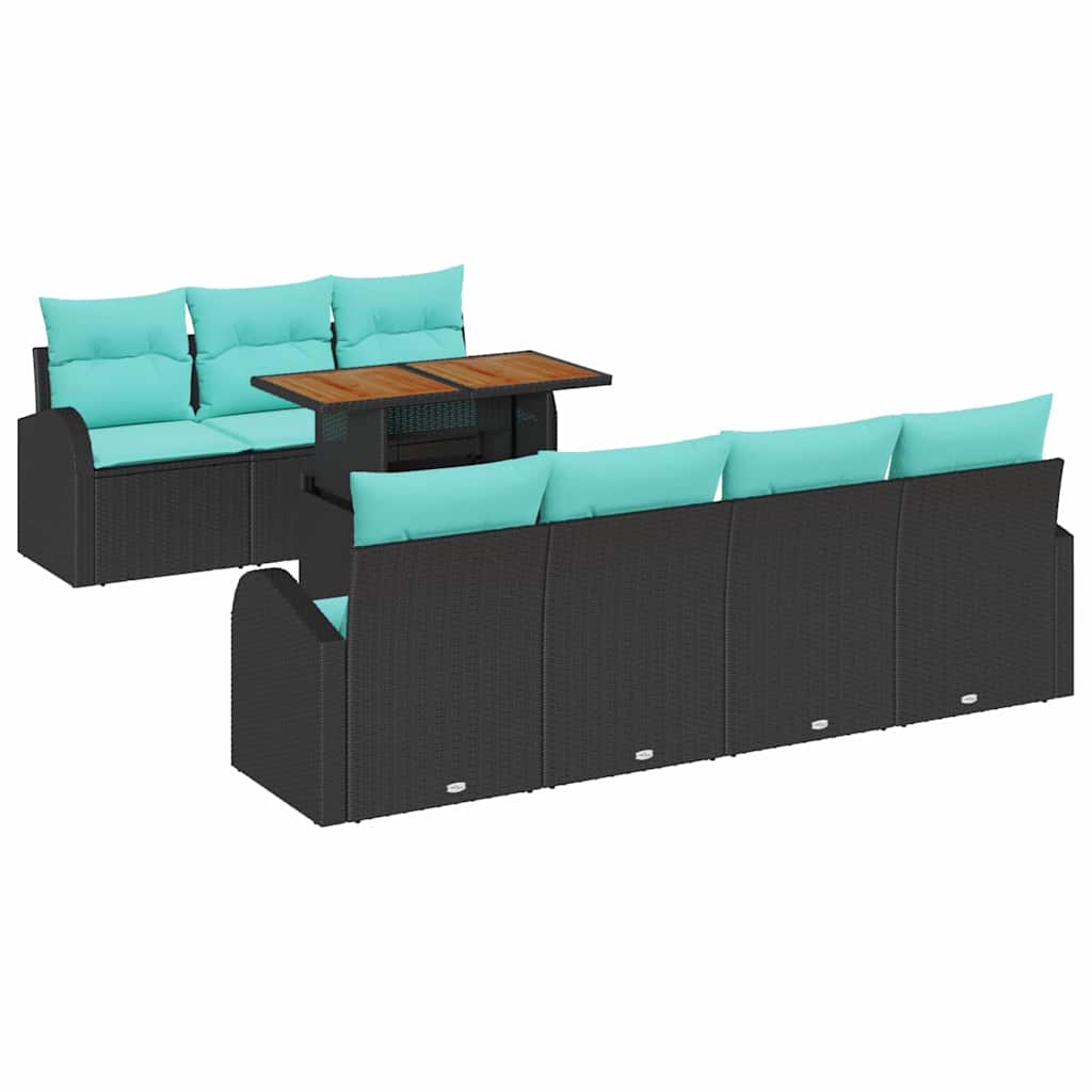 Set Divano da Giardino con archiviazione 8 pcs Nero Poly Rattan | homemem39