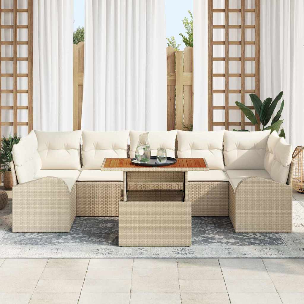 Set Divano da Giardino 8 pcs Beige Poly Rattan | homemem39