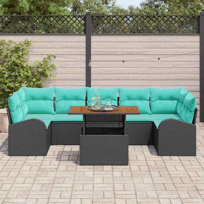 Set Divano da Giardino con archiviazione 8 pcs Nero Poly Rattan | homemem39