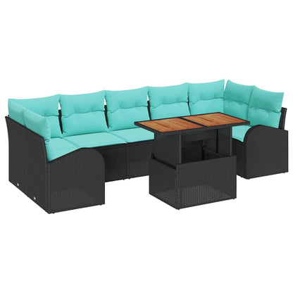 Set Divano da Giardino con archiviazione 8 pcs Nero Poly Rattan | homemem39