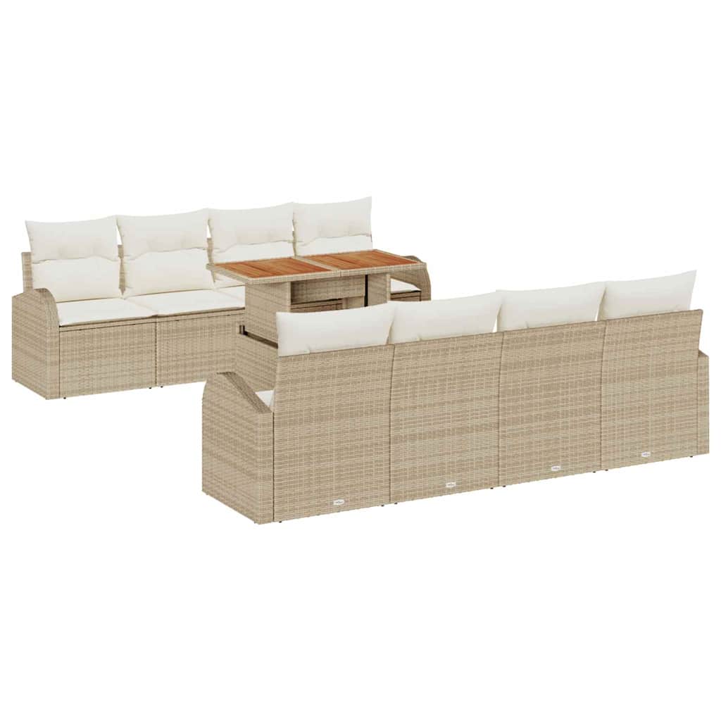 Set Divano da Giardino 9 pcs Beige Poly Rattan - homemem39