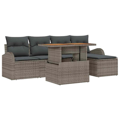 Set Divano da Giardino 6 pcs Grigio Poly Rattan - homemem39