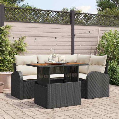 Set Divano da Giardino con archiviazione 5 pcs Nero Poly Rattan - homemem39