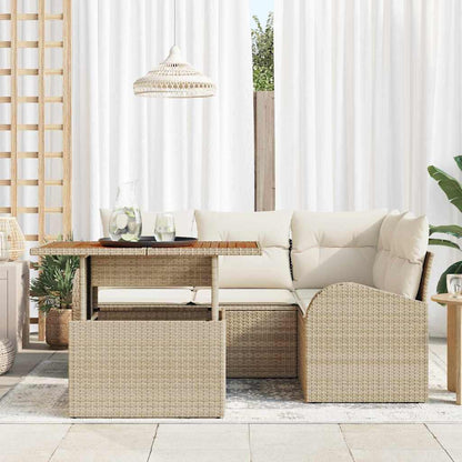 Set Divano da Giardino 5 pcs Beige Poly Rattan - homemem39
