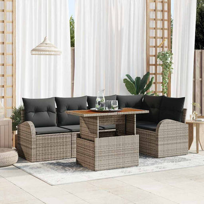 Set Divano da Giardino 6 pcs Grigio Poly Rattan - homemem39