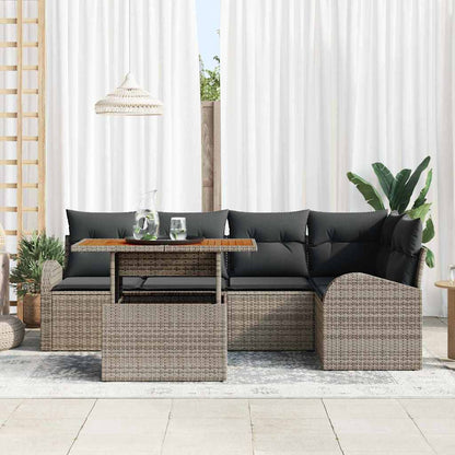 Set Divano da Giardino 6 pcs Grigio Poly Rattan - homemem39