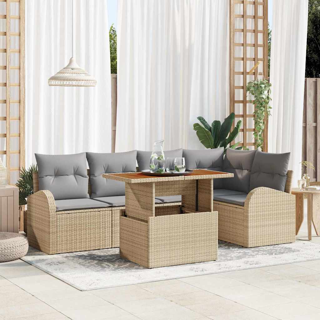 Set Divano da Giardino 6 pcs Beige Poly Rattan - homemem39