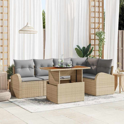 Set Divano da Giardino 6 pcs Beige Poly Rattan - homemem39